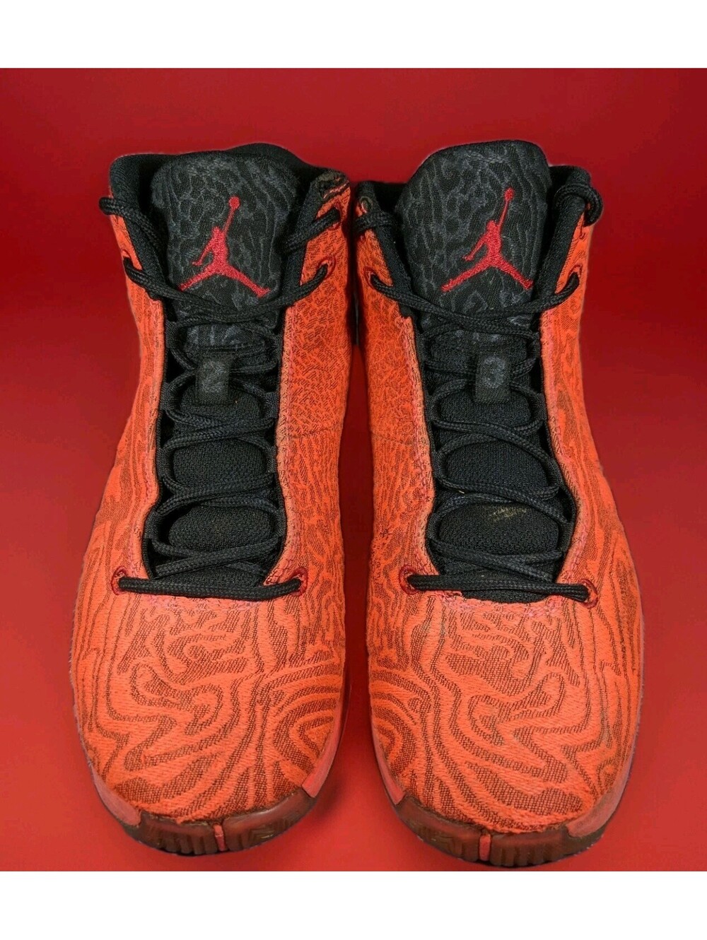 NIKE AIR JORDAN Basketball Shoes Jacquard JCRD Print Super Fly Mens 8 812870 Red